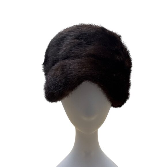 Vintage Amrose New York Brown Mink Fur Hat Satin Lining 22" Circ Winter Fashion - Picture 2 of 8